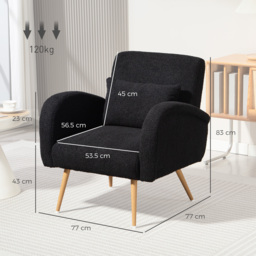 HOMCOM Teddy Fleece Accent Chair - Black - thumbnail 3
