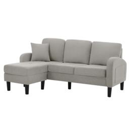 3-seater L-shaped Corner Sofa with Reversible Chaise and Soft Padded Seats, Sofa Bed with Plastic Legs, 166L x 118W x 77H cm, Gray - Aosom UK - thumbnail 2