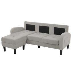 3-seater L-shaped Corner Sofa with Reversible Chaise and Soft Padded Seats, Sofa Bed with Plastic Legs, 166L x 118W x 77H cm, Gray - Aosom UK - thumbnail 9