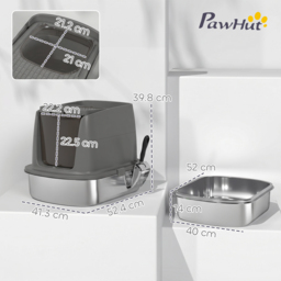 PawHut Large Stainless Steel Litter Box, Enclosed Metal Cat Litter Tray with Scoop, Deodoriser Bag, Front-Entry and Top-Exit - thumbnail 3
