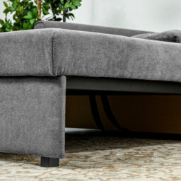 HOMCOM 2 Seater Sofa Bed, Convertible Bed Settee, Modern Fabric Loveseat Sofa Couch w/ Cushions, Hidden Storage for Guest Room, Light Grey - thumbnail 8