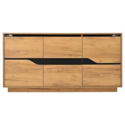 Modern Storage Cabinet with Soft-Close Hinges & Adjustable Shelves, Multifunctional Sideboard for Living Areas, 140L x 40W x 70H cm, Wood - Aosom UK - thumbnail 2