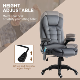 Vinsetto 6-Points Massage Office Chair, Executive Office Chair, Reclining Office Chair w/ Velvet-Feel Fabric, 360° Swivel Wheels, Grey - Aosom UK - thumbnail 5