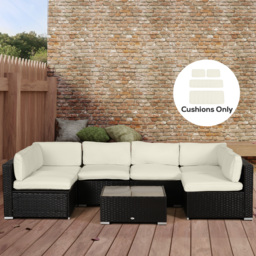 Outsunny Garden Rattan Sofa Seat Cushion Covers Replacement Outdoor, No Cushion Included, Beige - thumbnail 2