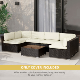 Outsunny Garden Rattan Sofa Seat Cushion Covers Replacement Outdoor, No Cushion Included, Beige - thumbnail 6