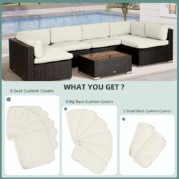 Outsunny Garden Rattan Sofa Seat Cushion Covers Replacement Outdoor, No Cushion Included, Beige - thumbnail 4