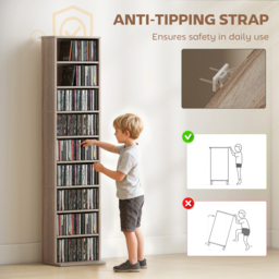 HOMCOM 260 Narrow CD Storage Unit - Natural Wood Finish - thumbnail 6