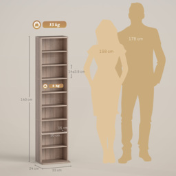 HOMCOM 260 Narrow CD Storage Unit - Natural Wood Finish - thumbnail 3