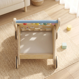AIYAPLAY Wooden Baby Walker, Toddler Push Along Walker with Speed Control, Activity Centre and 5 Blocks for 18 Months+, Natural - thumbnail 8