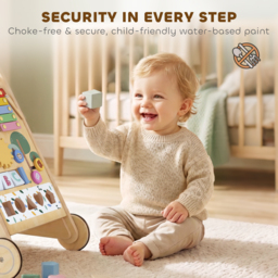 AIYAPLAY Wooden Baby Walker, Toddler Push Along Walker with Speed Control, Activity Centre and 5 Blocks for 18 Months+, Natural - thumbnail 7