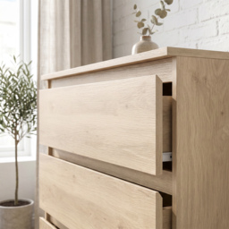 HOMCOM 3-Drawer Storage Organiser Unit, Chest of Drawers for Bedroom, Living Room, 80 x 39 x 73cm, Oak - thumbnail 9