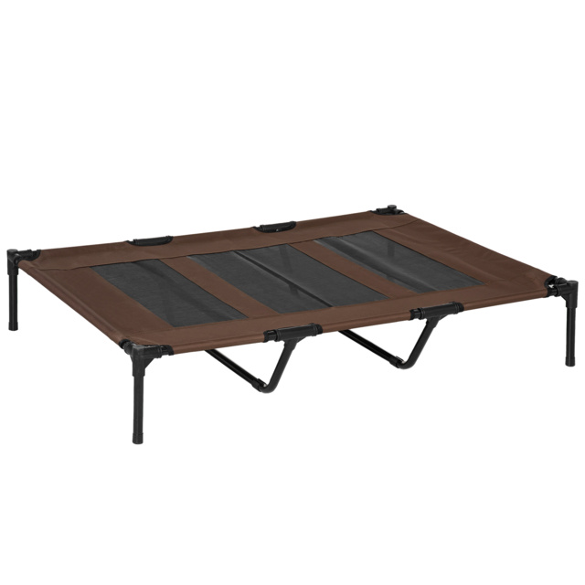 PawHut Elevated Cooling Pet Bed, Portable Raised Dog Cot with Breathable Mesh, Anti-Slip Rubber Feet for Indoor & Outdoor, Brown - Aosom UK - image 1