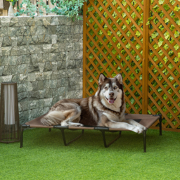 PawHut Elevated Cooling Pet Bed, Portable Raised Dog Cot with Breathable Mesh, Anti-Slip Rubber Feet for Indoor & Outdoor, Brown - Aosom UK - thumbnail 2