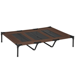 PawHut Elevated Cooling Pet Bed, Portable Raised Dog Cot with Breathable Mesh, Anti-Slip Rubber Feet for Indoor & Outdoor, Brown - Aosom UK