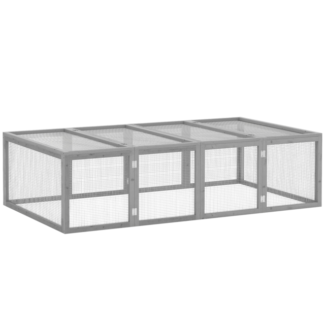 PawHut Wooden Rabbit Hutch Cage 6ft with Wire Mesh, Openable Roof, Play Space for Outdoor, Grey - image 1