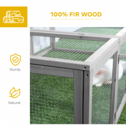 PawHut Wooden Rabbit Hutch Cage 6ft with Wire Mesh, Openable Roof, Play Space for Outdoor, Grey - thumbnail 5