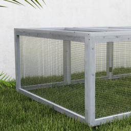 PawHut Wooden Rabbit Hutch Cage 6ft with Wire Mesh, Openable Roof, Play Space for Outdoor, Grey - thumbnail 8
