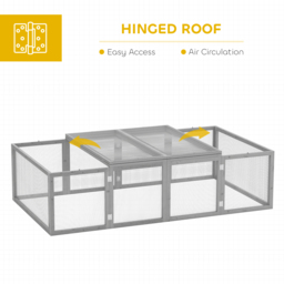 PawHut Wooden Rabbit Hutch Cage 6ft with Wire Mesh, Openable Roof, Play Space for Outdoor, Grey - thumbnail 4
