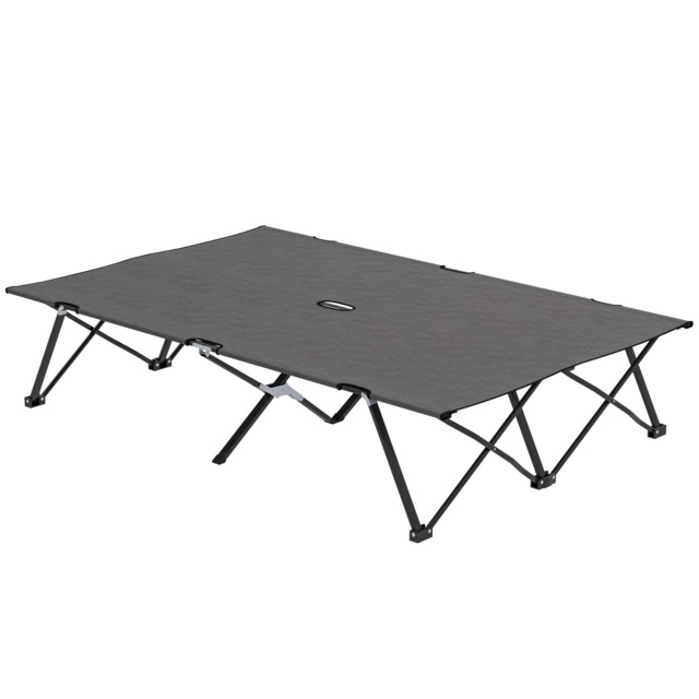 Outsunny Double Camping Cot Bed, with Bag - Charcoal Grey - image 1