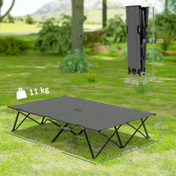 Outsunny Double Camping Cot Bed, with Bag - Charcoal Grey - thumbnail 3