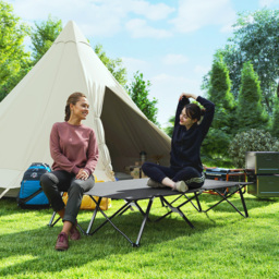 Outsunny Double Camping Cot Bed, with Bag - Charcoal Grey - thumbnail 8