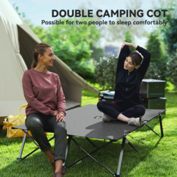 Outsunny Double Camping Cot Bed, with Bag - Charcoal Grey - thumbnail 6