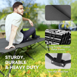 Outsunny Double Camping Cot Bed, with Bag - Charcoal Grey - thumbnail 4