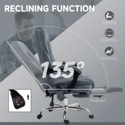Vinsetto Massage Office Chair, Heated Reclining Computer Chair with Adjustable Height and Footrest, Dark Grey - thumbnail 6
