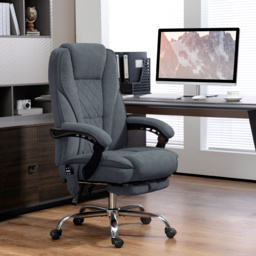 Vinsetto Massage Office Chair, Heated Reclining Computer Chair with Adjustable Height and Footrest, Dark Grey - thumbnail 2
