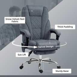 Vinsetto Massage Office Chair, Heated Reclining Computer Chair with Adjustable Height and Footrest, Dark Grey - thumbnail 7