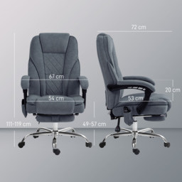 Vinsetto Massage Office Chair, Heated Reclining Computer Chair with Adjustable Height and Footrest, Dark Grey - thumbnail 3