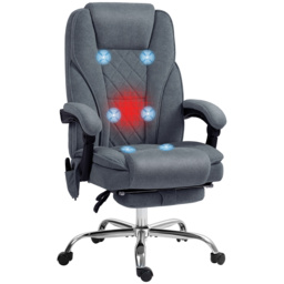 Vinsetto Massage Office Chair, Heated Reclining Computer Chair with Adjustable Height and Footrest, Dark Grey - thumbnail 1