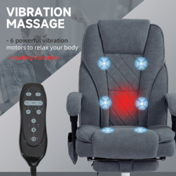Vinsetto Massage Office Chair, Heated Reclining Computer Chair with Adjustable Height and Footrest, Dark Grey - thumbnail 4