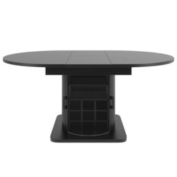 Extendable Dining Table with Hidden Storage and Wine Rack, Multifunctional Folding Table with Shelves, 118L x 118W x 76H cm, Black - Aosom UK - thumbnail 2