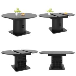 Extendable Dining Table with Hidden Storage and Wine Rack, Multifunctional Folding Table with Shelves, 118L x 118W x 76H cm, Black - Aosom UK - thumbnail 9