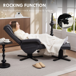HOMCOM Rocker Swivel Recliner Chair with Footstool & Scratch-Resistant Treatment Charcoal Grey Linen - Aosom UK - thumbnail 5