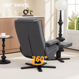 HOMCOM Rocker Swivel Recliner Chair with Footstool & Scratch-Resistant Treatment Charcoal Grey Linen - Aosom UK - thumbnail 6