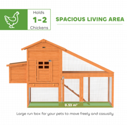 PawHut Wooden Chicken Coop with Run, Nesting Box, Slide-out Tray, Ramp, Perches, Asphalt Roof, 179 x 67 x 115cm - Aosom UK - thumbnail 4
