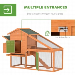 PawHut Wooden Chicken Coop with Run, Nesting Box, Slide-out Tray, Ramp, Perches, Asphalt Roof, 179 x 67 x 115cm - Aosom UK - thumbnail 5