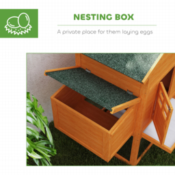 PawHut Wooden Chicken Coop with Run, Nesting Box, Slide-out Tray, Ramp, Perches, Asphalt Roof, 179 x 67 x 115cm - Aosom UK - thumbnail 6