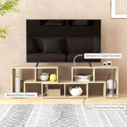 HOMCOM TV Stand for TVs up to 75 Inches, Free Combination TV Unit with Storage Shelves, Extendable Entertainment Centre for Living Room, Grey Oak - thumbnail 7