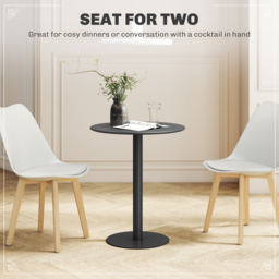 HOMCOM Dining Table, Round Kitchen Table with Steel Base for Living Room, Dining Room, 60 x 60 x 72cm, Black - thumbnail 4