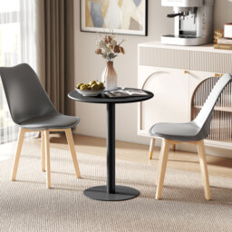 HOMCOM Dining Table, Round Kitchen Table with Steel Base for Living Room, Dining Room, 60 x 60 x 72cm, Black - thumbnail 2