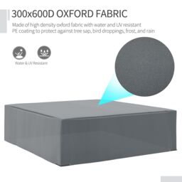 Outsunny Oxford Patio Corner Set Cover Outdoor Garden Rattan Furniture Protection Cover Protector Waterproof Anti-UV Grey 225L x 210W x 70Hcm - thumbnail 7