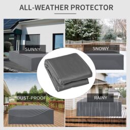 Outsunny Oxford Patio Corner Set Cover Outdoor Garden Rattan Furniture Protection Cover Protector Waterproof Anti-UV Grey 225L x 210W x 70Hcm - thumbnail 6