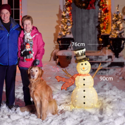 Outsunny 3FT Lighted Christmas Snowman, Waterproof Light up Yard Xmas Decor with 78 Warm-White LED Lights for Indoor Outdoor Garden, White - Aosom UK - thumbnail 3