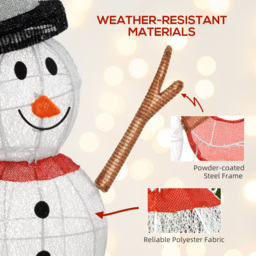 Outsunny 3FT Lighted Christmas Snowman, Waterproof Light up Yard Xmas Decor with 78 Warm-White LED Lights for Indoor Outdoor Garden, White - Aosom UK - thumbnail 6