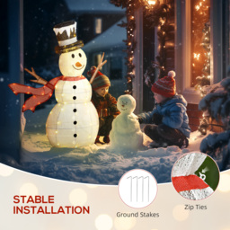 Outsunny 3FT Lighted Christmas Snowman, Waterproof Light up Yard Xmas Decor with 78 Warm-White LED Lights for Indoor Outdoor Garden, White - Aosom UK - thumbnail 7
