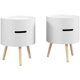 HOMCOM Nested Coffee Tables: 3-Tier Round Set with Hidden Storage & Detachable Tray, Chic White - Aosom UK