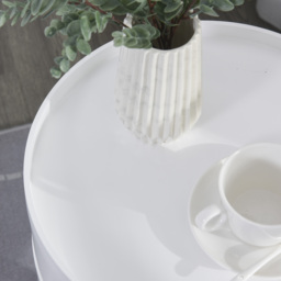 HOMCOM Nested Coffee Tables: 3-Tier Round Set with Hidden Storage & Detachable Tray, Chic White - Aosom UK - thumbnail 9
